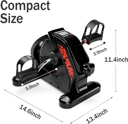 Miniatura 4 de Ejercitador de pedal mejorado, volante de metal resistente para debajo del escritorio, bicicleta con pantalla LCD, mini bicicletas estacionarias