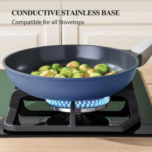 Miniatura 5 de PRICUSIS - Sartén antiadherente de cerámica, sartenes de 8/10/12 pulgadas sin tóxicos, sartenes para huevos y tortillas y para el chef, compatible