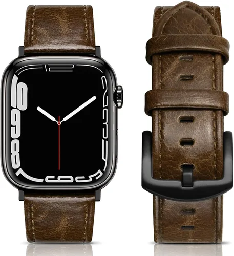 Miniatura 27 de Correa de cuero compatible con correas de Apple Watch de 1.811 in, 1.772 in, 1.732 in, 1.654 in (Serie 1/2/3) para hombres y mujeres, correa
