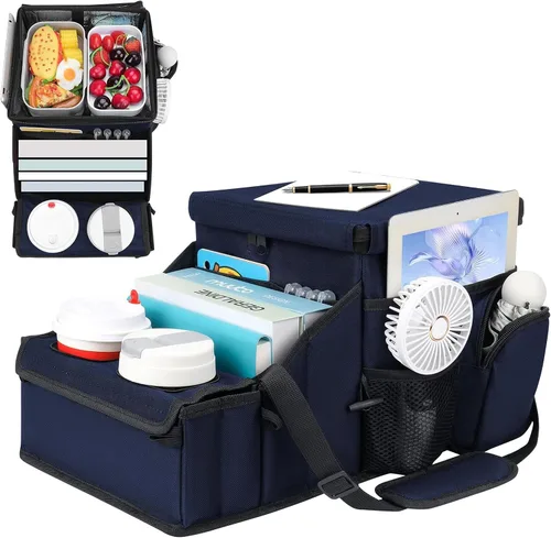 Miniatura 9 de Organizador de Coche para Asiento Delantero y Almacenamiento, Caddy de Coche Plegable, Organizador de Asiento de Pasajero con Particiones