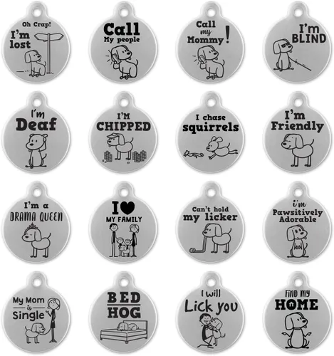 Miniatura 3 de If It Barks - Etiquetas de identificación de mascotas grabadas para perros - Etiquetas de identificación personalizadas de acero inoxidable - Estoy