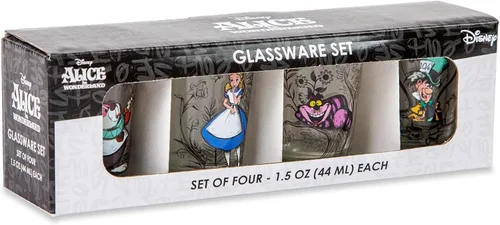 Miniatura 8 de Disney Alicia en el país de las maravillas - Vasos de chupito de whisky de 2 onzas, juego de 4 Artículos de bar para el hogar para licor y bebidas