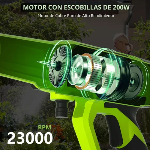 Miniatura 3 de KEPEAK Lavadora a presión inalámbrica, lavadora de energía portátil de 1450 PSI con boquilla 6 en 1, lavadora a presión de mano de 21 V con 2