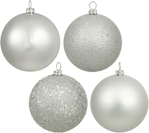 Miniatura 51 de Vickerman Adorno de bola de Navidad inastillable con acabado de lentejuelas con tapa perforada, 6 por bolsa, 4 pulgadas, color negro