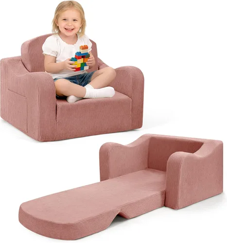 Miniatura 12 de Silla y sofá gruesos y cómodos para niños pequeños, sofá de felpa suave de 2 en 1 plegable para niños, sofá convertible a tumbona para niños