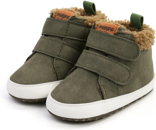 Miniatura 4 de COSANKIM Botines para bebé, zapatos de invierno para niña, forro de piel cálida, antideslizantes, con cordones, para recién nacidos, zapatos de cuna