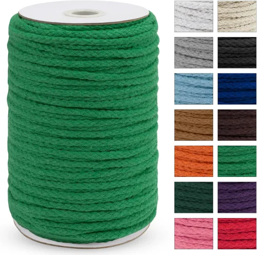 Miniatura 27 de JeogYong - Cuerda de macramé trenzada 5mm x 90m, cuerda de algodón trenzada de 8 hebras natural, cuerda de cordón de dibujo colorida para colgar
