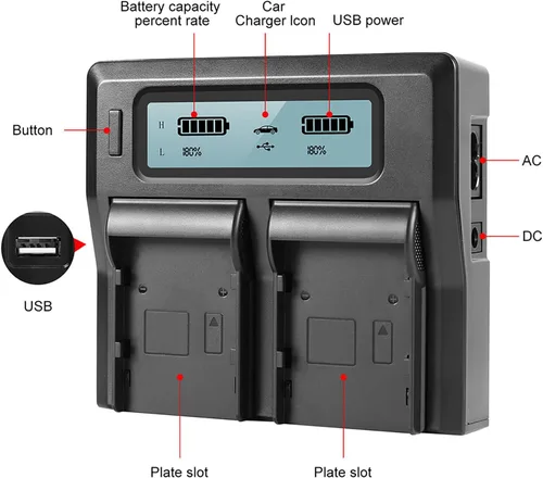 Miniatura 6 de BM Premium Paquete de 2 baterías EN-EL15C y cargador de batería LCD de doble bahía para Nikon Zf, ZR, Z5, Z5 II, Z6, Z6 III, Z7, Z7II, Z8, D780