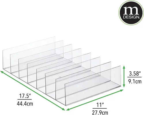 Miniatura 3 de mDesign Organizador de embrague dividido de plástico para armarios, dormitorios, aparadores, solución de almacenamiento de estantes de armario