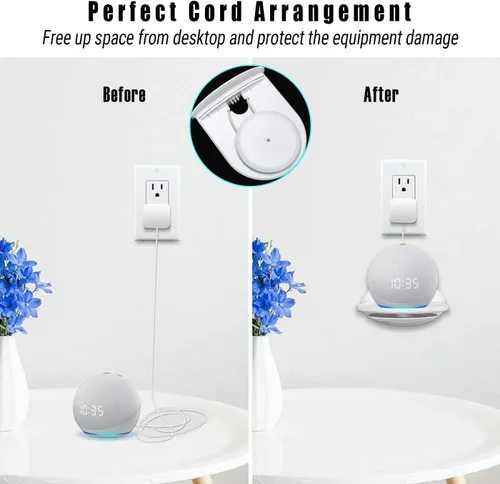 Miniatura 6 de Estante de montaje en pared, compatible con Echo Spot, Echo Pop, Echo Dot, HomePod Mini, Google Home, con almacenamiento de cable, fácil