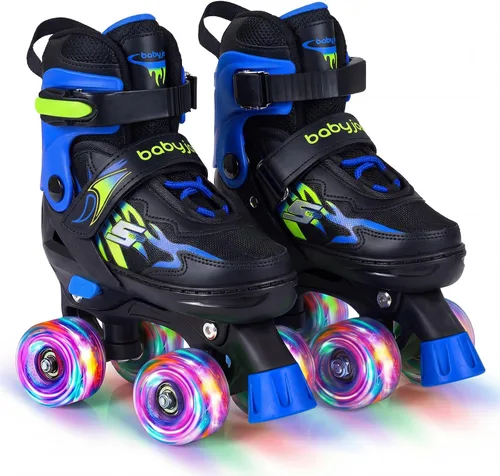 Miniatura 15 de BABY JOY Patines de ruedas ajustables en 4 tamaños para niños de 5 a 14 años de edad, niñas y adolescentes con ruedas iluminadas y protección