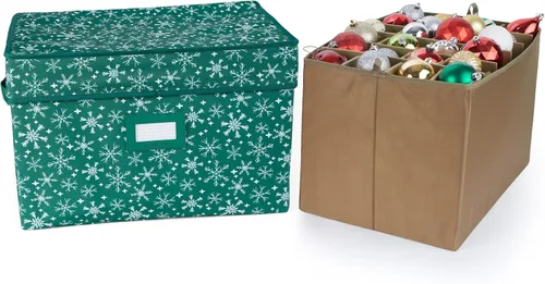 Miniatura 22 de Covermates Keepsakes – Caja de almacenamiento ajustable de 72 piezas – Capacidad para adornos de 4 pulgadas – Resistente – Asas – apilables