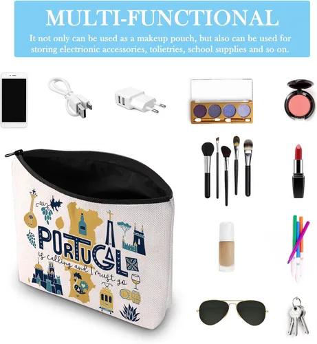 Miniatura 5 de Portugal Bachelorette Party Gift: Bolsa de maquillaje de viaje - Portugal está llamando, debo ir, Bolsa Must Go Portugal, Bolsa de cosméticos