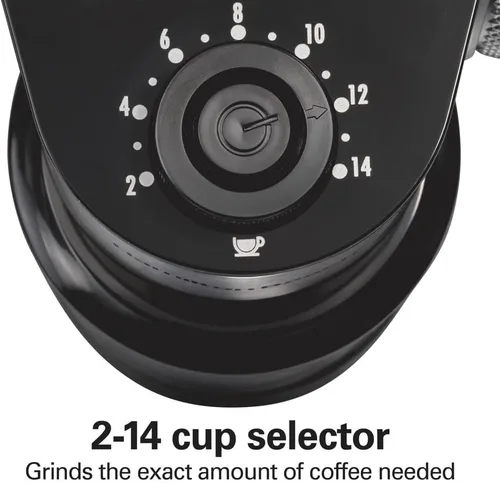 Miniatura 3 de Hamilton Beach Molinillo de café eléctrico con tolva grande de 16 onzas y 18 ajustes para 2-14 tazas, acero inoxidable (80385)