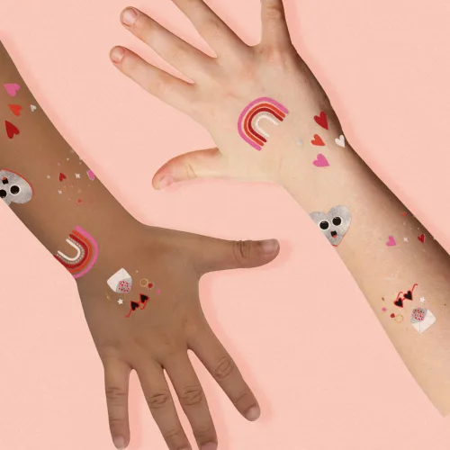 Miniatura 3 de Flash Tattoos Juego variado de tatuajes para niños, Día de San Valentín, tatuaje para niños, tatuaje de corazón, fiesta de San Valentín