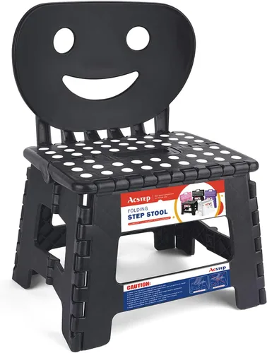 Miniatura 8 de ACSTEP Taburete plegable con soporte de espalda para niños, taburete de 9 pulgadas para niños y niñas, taburete de cocina al aire libre