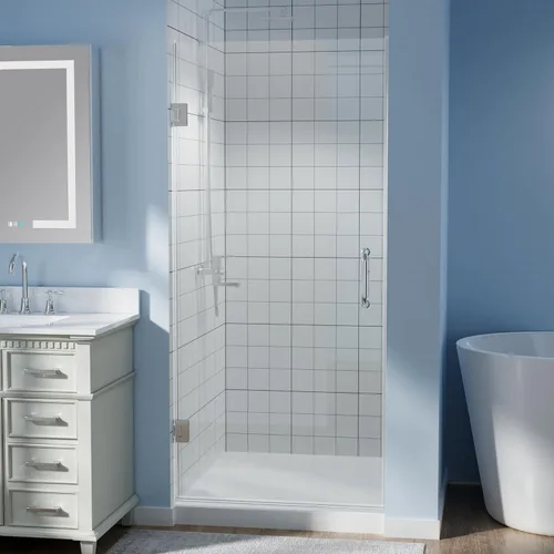 Miniatura 13 de ExBrite Puerta de ducha pivote sin marco de 34-35.5 pulgadas de ancho x 72 pulgadas de alto, puertas de ducha pivotantes de vidrio transparente