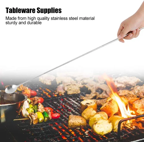 Miniatura 2 de Cuchara telescópica de acero inoxidable – Cuchara extensible de mango largo para barbacoa – Cucharas retráctiles para cocinar al aire libre