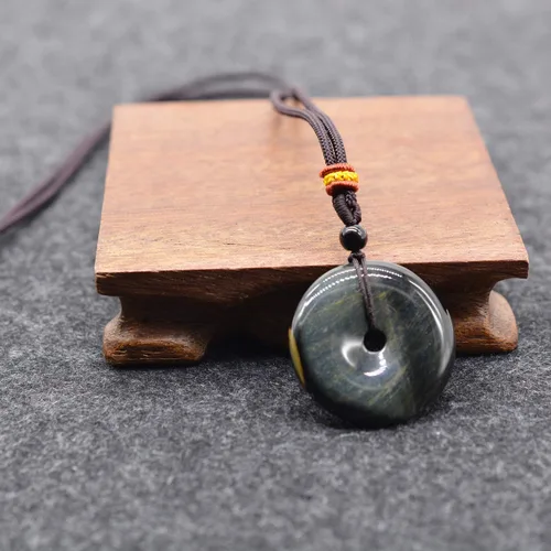 Miniatura 6 de QIANXU Collar de ojo de tigre, collar de cristal amuleto para mujeres y hombres, cuerda ajustable