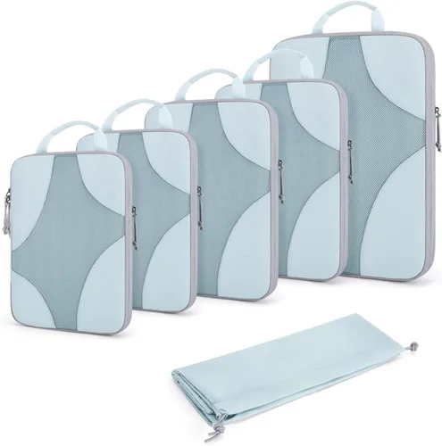 BAGSMART Cubos de embalaje de compresión para viajes, organizador de equipaje comprimible para cruceros, artículos esenciales de viaje ligeros,