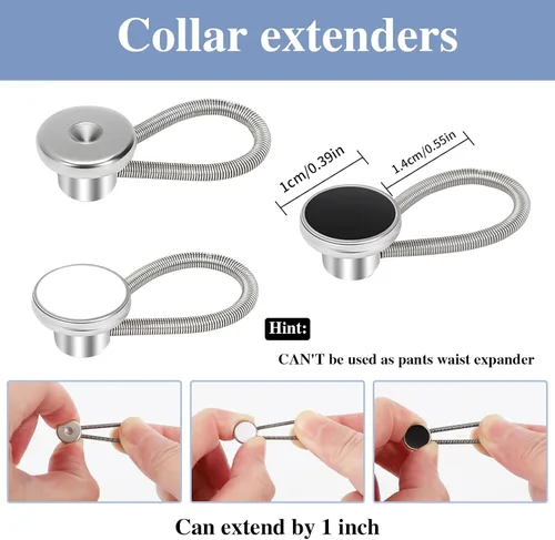 Miniatura 2 de 12 extensores de cuello elásticos y ajustables para camisas de hombre, cómodos extensores de botón de cuello para camisas de vestir y trajes