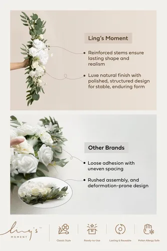 Miniatura 9 de Ling's moment Kit de Flores Artificiales de Arco de Boda de Otoño Paquete de 4, 2pcs Arreglo Floral Colgante 2pcs Cortinas de Ceremonia Telón
