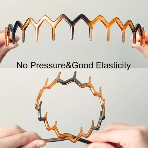 Miniatura 3 de 6 PCS Diademas en Zig Zag de Plástico Onduladas para el Cabello con Peine de Dientes, Accesorios de Aro para Mujeres, Hombres y Niñas, Negro Clásico