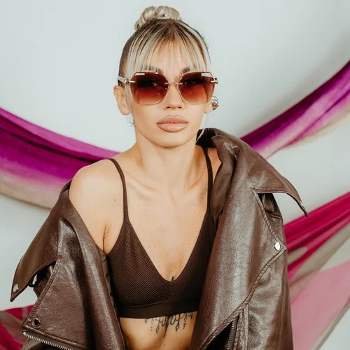 Miniatura 3 de ZENOTTIC Lentes de sol sin montura de gran tamaño para mujer, diseño geométrico de corte de diamante, lentes degradados, protección UV, tonos de moda