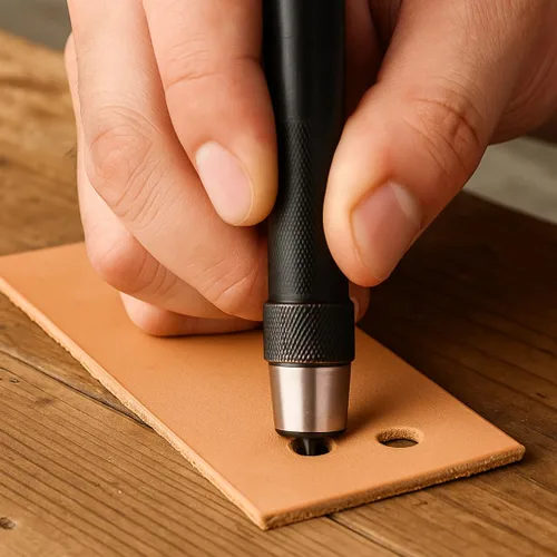 Miniatura 5 de WEDGE 10 Piece Hollow Punch Set Metric Punches (5-32cm) & SAE (3/16-1-1/4") Sizes Secure Grip Elegant Wooden Box with Metal Details