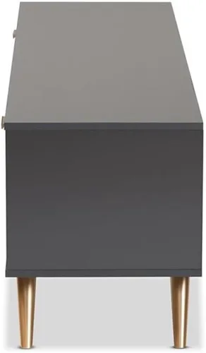 Miniatura 5 de Baxton Studio Kelson - Soporte para TV, color gris oscuro/dorado