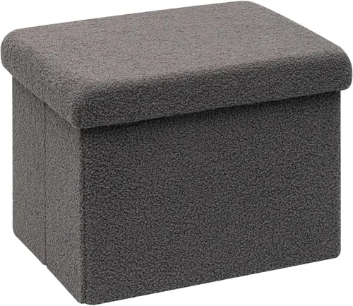 Miniatura 12 de PINPLUS Otomanas otomanas de almacenamiento con forma cuadrada con reposapiés de almacenamiento para sala de estar, asiento otomano Boucle para Negro