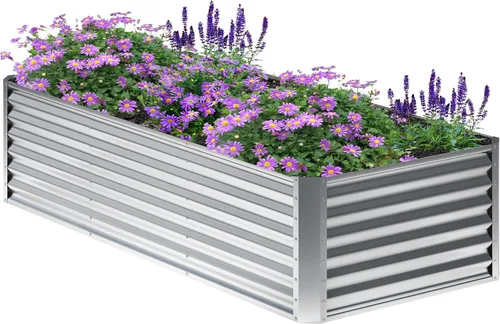 Miniatura 11 de 2 camas de jardín elevadas galvanizadas de 4 x 2 x 1 pies, macetas elevadas, caja de jardín de metal, planta grande para plantar al aire libre, cama