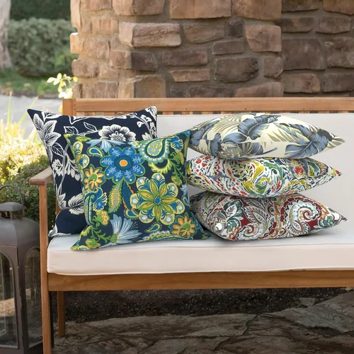 Miniatura 276 de Juego de 2 almohadas para exteriores de 16 x 16 pulgadas, repelentes al agua con interiores, para muebles de patio, hogar, jardín, geometría bohemia