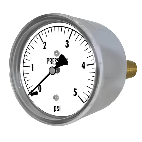 Miniatura 3 de PIC Gauges LP2-254-60 Manómetro de baja presión no rellenable de montaje trasero central con carcasa cromada, internos de latón, lente de plástico
