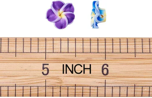 Miniatura 6 de Craftdady 200 cuentas sueltas de arcilla polimérica Plumeria Flower Spacer de 0.472 x 0.315 in, colores mezclados al azar, 5 pétalos, cuentas Flores