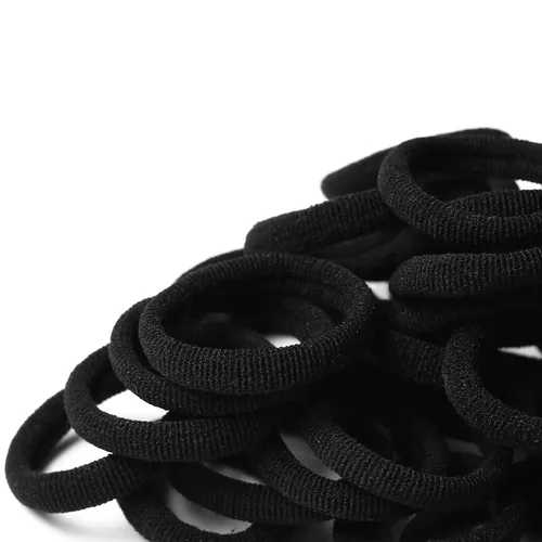 Miniatura 7 de Lazos para el cabello, 100 unidades, sin costuras, color negro, suaves y elásticos Coletero elástico que no daña las coletas