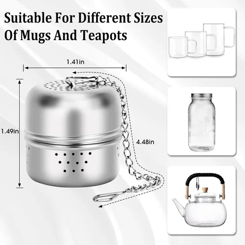 Miniatura 2 de Leden Infusor de bola de té para té suelto, colador de acero inoxidable con gancho de cadena, más pronunciado para taza, taza