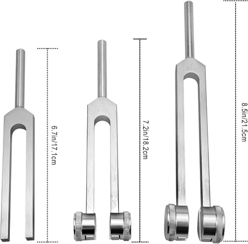 Miniatura 6 de Juego de 4 diapasones de afinación 128Hz 256Hz 512Hz 528Hz 528Hz para curar chakras, juego con martillo reflejo para budistas, yoga, profesor