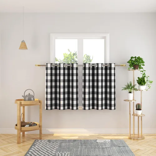 Miniatura 10 de Cortinas de 24 pulgadas de largo con diseño Buffalo Check Gingham Plaid para ventanas de cocina y baño, tratamiento para ventanas con 2 paneles