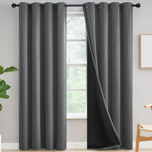 Miniatura 206 de Yakamok Cortinas negras, cortinas de ventana con aislamiento térmico y eficiencia energética para dormitorio, cortinas opacas completas y cortinas