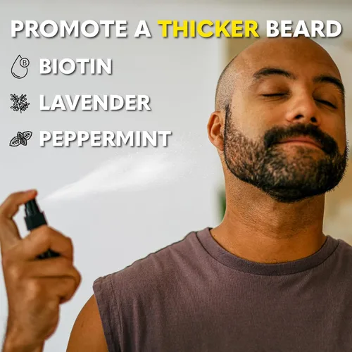 Miniatura 2 de The Beard Club Spray de vitamina de biotina para el crecimiento del vello facial, fórmula natural para una barba más completa y gruesa, fácil