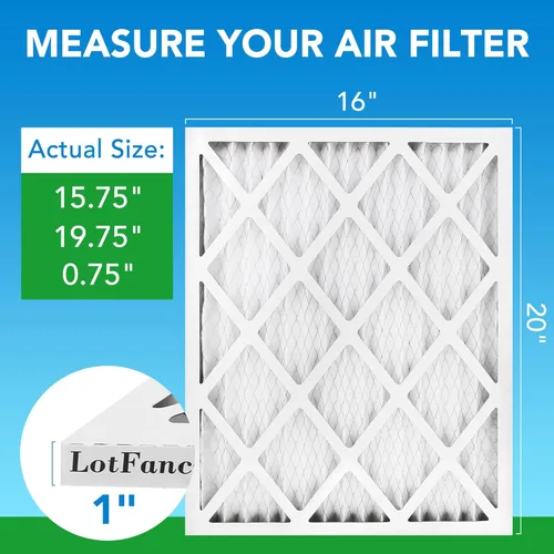 Miniatura 2 de LotFancy Filtro de aire MERV 8 de 16 x 20 x 1, paquete de 4 unidades, tamaño real: 15.75 x 19.75 x 0.75 pulgadas, horno plisado electrostático