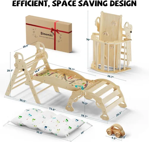 Miniatura 2 de Pikler - Juego de escalada triangular con cojín, juguetes de escalada plegables para interiores, gimnasio Montessori para niños pequeños, escalador
