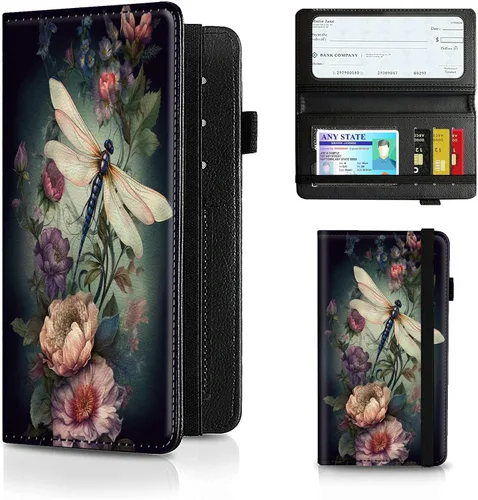 Miniatura 72 de Funda para chequera para hombres y mujeres, cartera de cuero RFID con ranuras para tarjetas de crédito, soporte de cheques duplicados personales