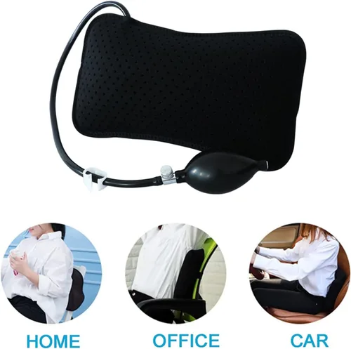 Miniatura 8 de Ibluelover Almohada inflable de apoyo lumbar, cojín de espalda portátil con bomba de mano, bolsa de cintura lavable transpirable para la parte