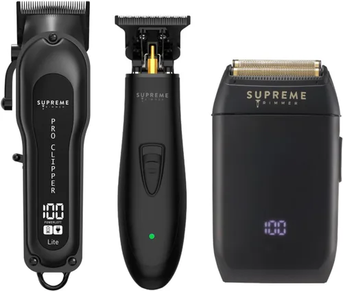 Miniatura 8 de Supreme Trimmer Paquete de Barbero 3 en 1 Pro Clipper Lite, Recortadora DLC T-Shaper, Afeitadora de Lámina Crunch Lite Kit Profesional