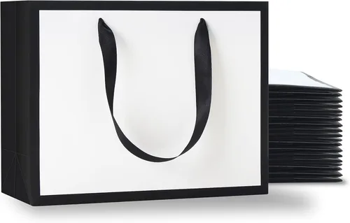 Miniatura 20 de Bolsas de regalo de tamaño mediano, venta al por menor, mercancía Blanco Negro