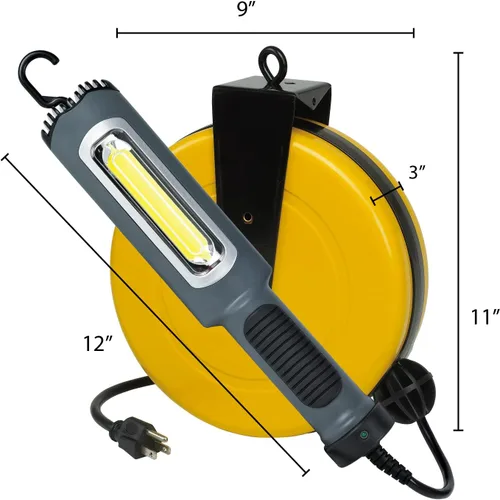 Miniatura 2 de ProReel - Carrete de cable retráctil de grado profesional con luz de trabajo LED, 50 pies 18/2 SJT, 1000 lúmenes, amarillo
