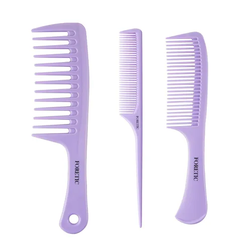 Miniatura 8 de Juego de peines para el cabello para mujeres y hombres, peine de dientes de 3 piezas de ancho, peine de cola de rata de diente fino, peine