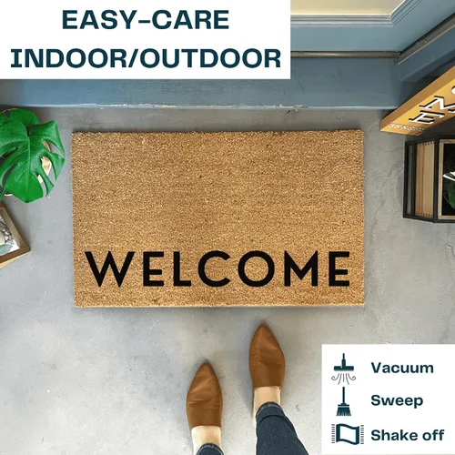 Miniatura 5 de NICKEL DESIGNS Modern Welcome Doormat, 18 x 30 Inch, Heavy Duty Natural Coir Fibers, UV and Weather Resistant, Modern Porch Decor, Simple and Bold
